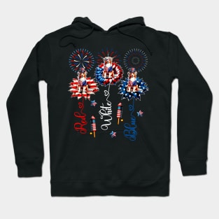 Red Blue White Three Cute Australian Shepherds 4th July Hoodie